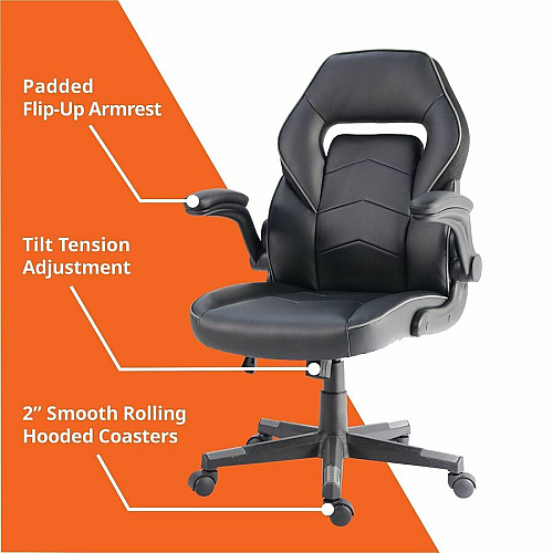 NuSparc SpawnSafe Antimicrobial Gaming Chairs Polyurethane, Nylon - Black, Gray - 1 Each (FCH202VUGY)