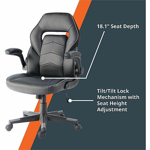 NuSparc SpawnSafe Antimicrobial Gaming Chairs Polyurethane, Nylon - Black, Gray - 1 Each (FCH202VUGY)