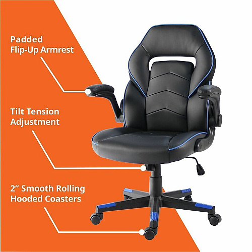 NuSparc SpawnSafe Antimicrobial Gaming Chairs Polyurethane, Nylon - Black, Blue - 1 Each (FCH202VUBE)