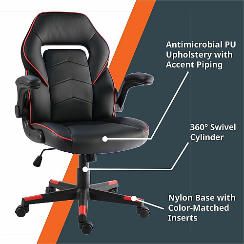 NuSparc SpawnSafe Antimicrobial Gaming Chairs Polyurethane, Nylon - Black, Red - 1 Each (FCH202VURD)