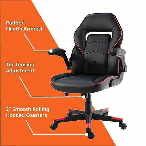 NuSparc SpawnSafe Antimicrobial Gaming Chairs Polyurethane, Nylon - Black, Red - 1 Each (FCH202VURD)