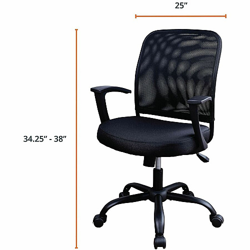 NuSparc Soho Mesh-Back Task Chair with Fixed Arms Fabric Seat Material - Mesh Back Material - Metal Frame Material - Black - Armrest - 1 Each (FCH302MFFBK)