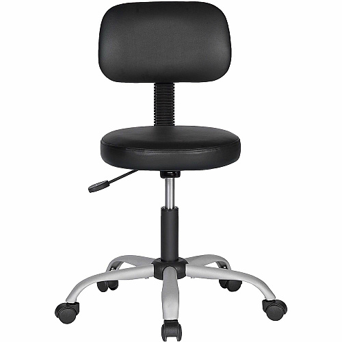 NuSparc Anti-Microbial PVC Stool with Seat Back Black - Polyvinyl Chloride (PVC) - 1 Each (FCH204VNBK)