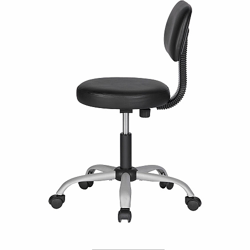 NuSparc Anti-Microbial PVC Stool with Seat Back Black - Polyvinyl Chloride (PVC) - 1 Each (FCH204VNBK)