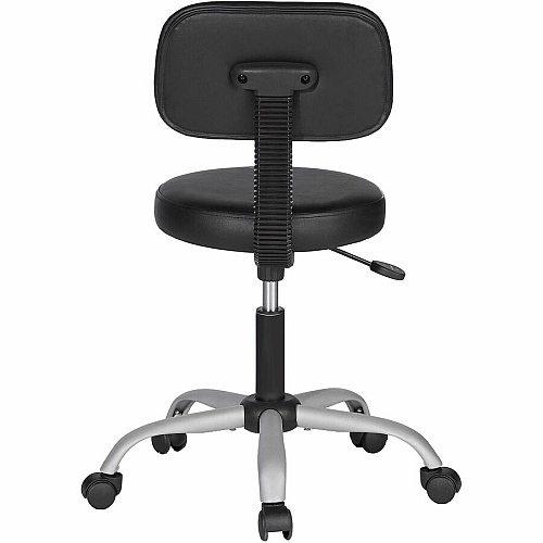 NuSparc Anti-Microbial PVC Stool with Seat Back Black - Polyvinyl Chloride (PVC) - 1 Each (FCH204VNBK)