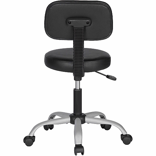 NuSparc Anti-Microbial PVC Stool with Seat Back Black - Polyvinyl Chloride (PVC) - 1 Each (FCH204VNBK)