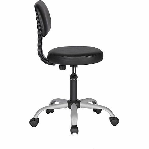 NuSparc Anti-Microbial PVC Stool with Seat Back Black - Polyvinyl Chloride (PVC) - 1 Each (FCH204VNBK)