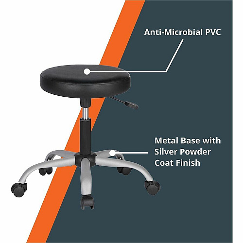 NuSparc Anti-Microbial PVC Backless Stool Black - Polyvinyl Chloride (PVC) - 1 Each (FCH205VNBK)