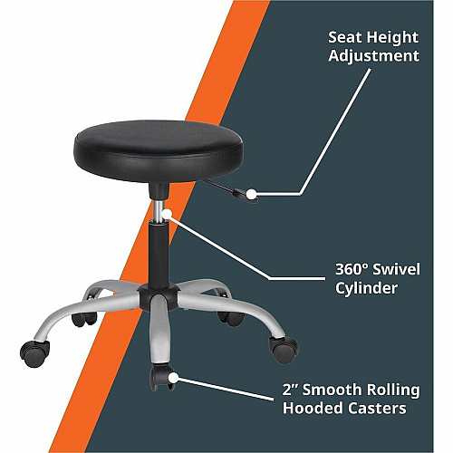 NuSparc Anti-Microbial PVC Backless Stool Black - Polyvinyl Chloride (PVC) - 1 Each (FCH205VNBK)