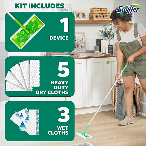 Swiffer Sweep and Mop Deluxe, 2-in-1 Floor Mopping and Sweeping Kit (16519)