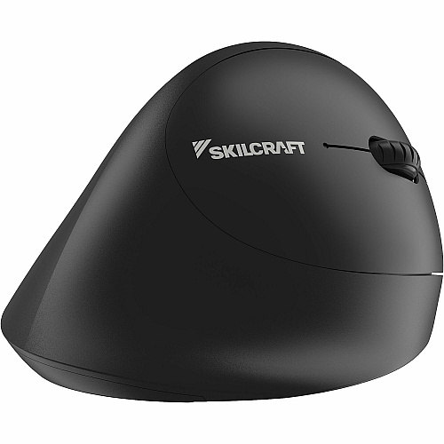 SKILCRAFT&reg; 2.40GHz and Bluetooth Wireless Vertical Computer Mouse Wireless - Bluetooth/Radio Frequency - 2.40 GHz - Black - USB - Scroll Wheel - 1 x AA Battery Supported - 1 Each (410773)