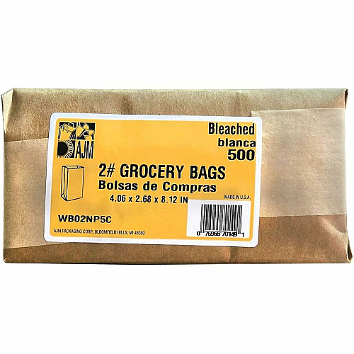 AJM #2 White Paper Grocery Bags (WB02NP5CES)