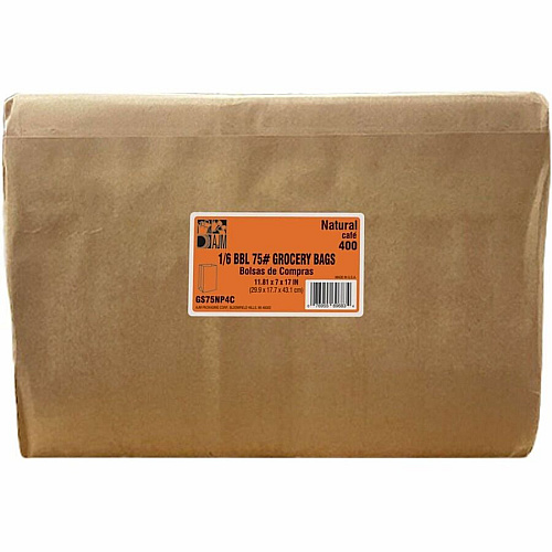 AJM 1/6 BBL #75 Kraft Paper Grocery Sacks (GS75NP4CES)