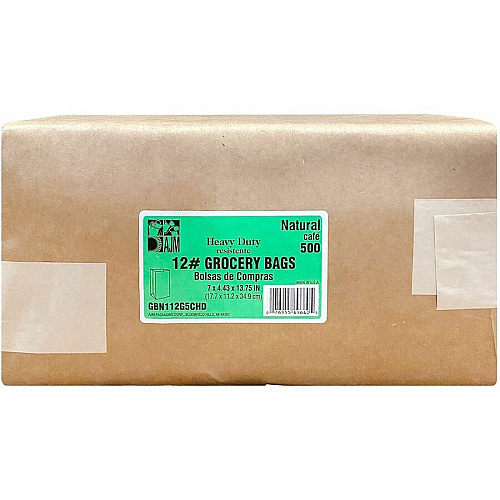 AJM #12 Squat Heavy-Duty Kraft Paper Grocery Bags (GBN112G5CHDE)