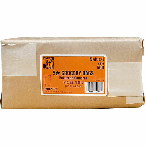 AJM #5 Squat Kraft Paper Grocery Bags (GB05NP5CES)