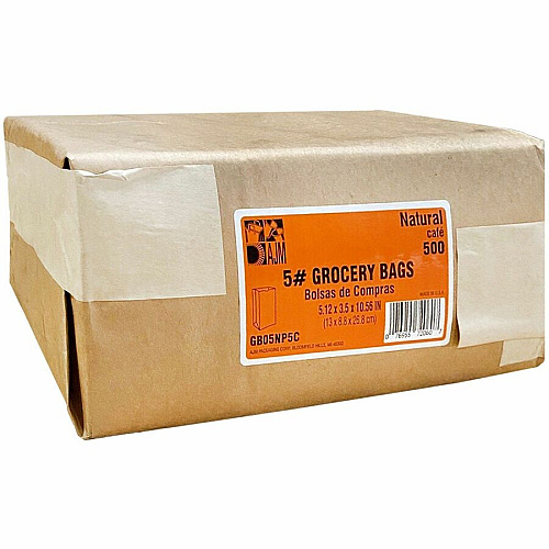 AJM #5 Squat Kraft Paper Grocery Bags (GB05NP5CES)