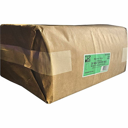 AJM #20 Squat Heavy-Duty Kraft Paper Grocery Bags (SQ50NP5CHDES)