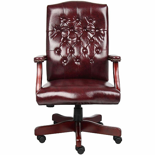 Boss Classic Caressoft Vinyl Chair Wood Frame Material - Oxblood - 1 Each (905BY)