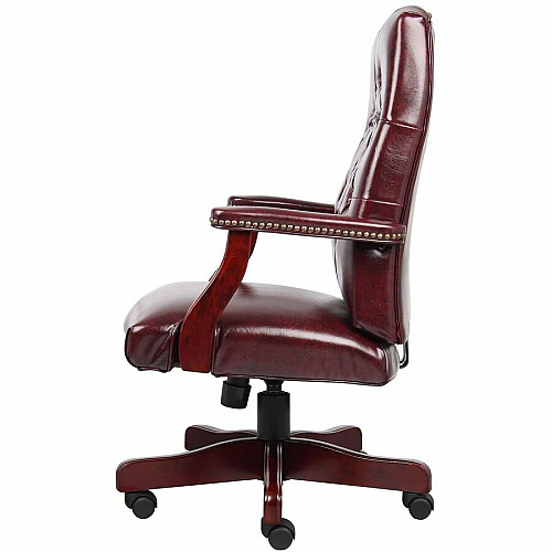 Boss Classic Caressoft Vinyl Chair Wood Frame Material - Oxblood - 1 Each (905BY)