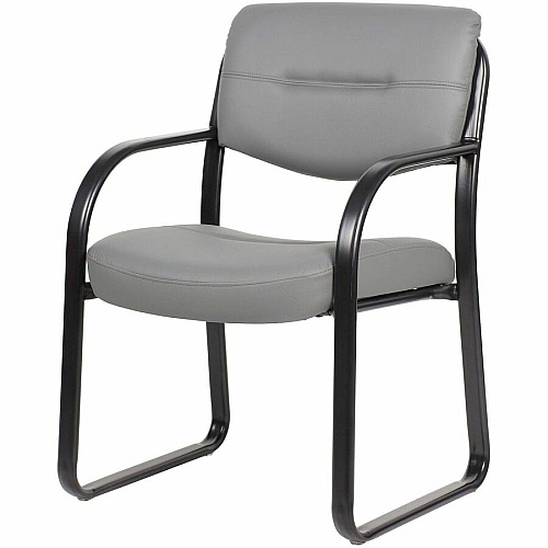 Boss Leather Sled-Base Side Chair Sled Base - Gray - 1 Each (9529GY)