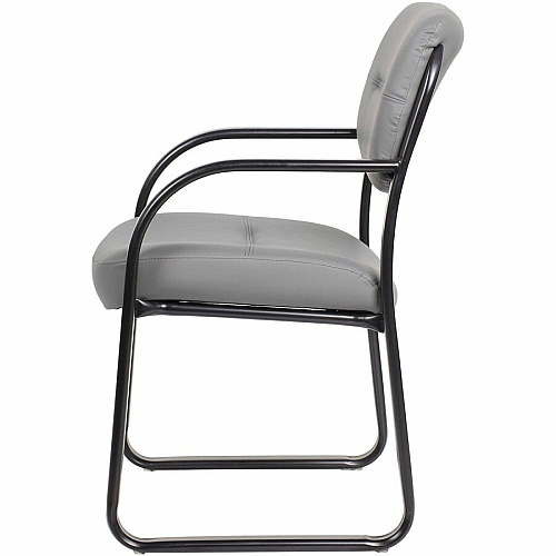 Boss Leather Sled-Base Side Chair Sled Base - Gray - 1 Each (9529GY)