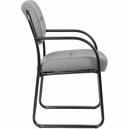 Boss Leather Sled-Base Side Chair Sled Base - Gray - 1 Each (9529GY)