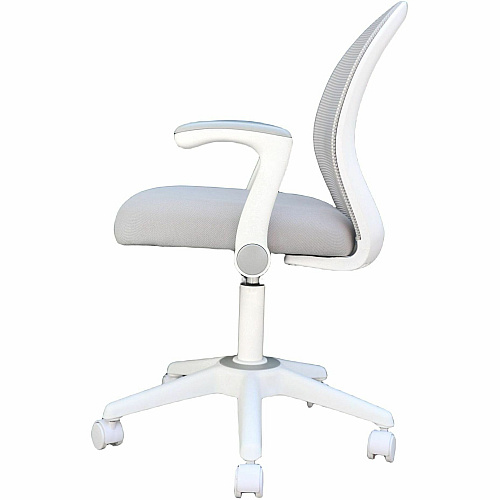Boss Grey Mesh, Flip Arm, Task Chair, White Frame Gray Seat Color - Foam, Fabric Seat Material - Gray Back Color - Mesh Back Material - White Frame Color - 5-star Base - Gray - Mesh, Fabric - Armrest - 1 Each (676WTGY)