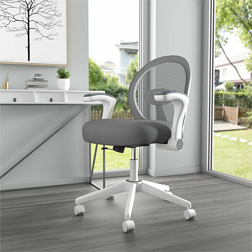 Boss Grey Mesh, Flip Arm, Task Chair, White Frame Gray Seat Color - Foam, Fabric Seat Material - Gray Back Color - Mesh Back Material - White Frame Color - 5-star Base - Gray - Mesh, Fabric - Armrest - 1 Each (676WTGY)