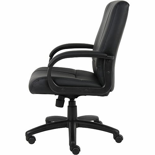 Boss Caressoftplus Vinyl Executive Mid Back Chair Mid Back - 5-star Base - Black - Fabric - Armrest - 1 Each (7906)
