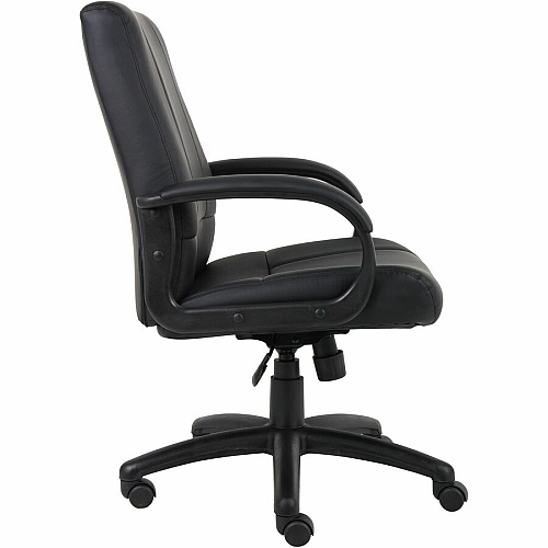 Boss Caressoftplus Vinyl Executive Mid Back Chair Mid Back - 5-star Base - Black - Fabric - Armrest - 1 Each (7906)