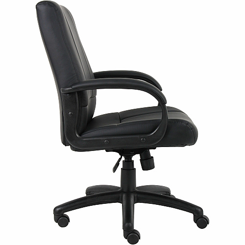 Boss Caressoftplus Vinyl Executive Mid Back Chair Mid Back - 5-star Base - Black - Fabric - Armrest - 1 Each (7906)