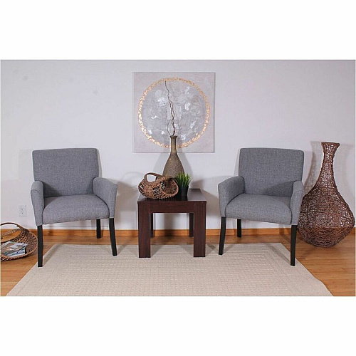 Boss Box Arm Guest, Accent or Dining Chair W/Black Base Gray - Linen, Fabric - Armrest - 1 Each (659MG)