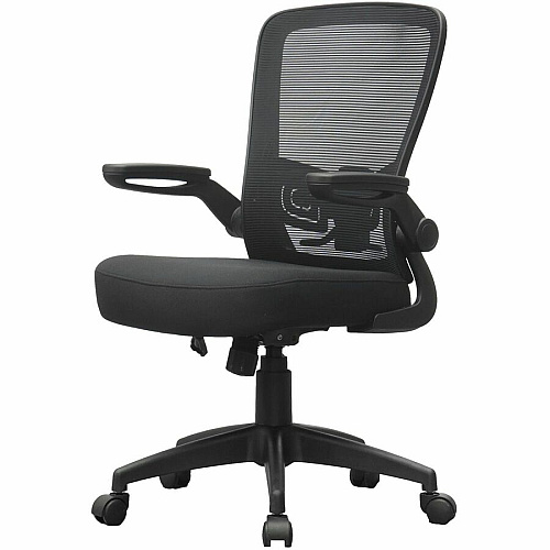 Boss Flip Arm Mesh Back Task Chair Black Seat Color - Foam, Fabric Seat Material - Black Back Color - Mesh Back Material - Black Frame Color - 5-star Base - Black - Mesh, Fabric - Armrest - 1 Each (6366BKBK)