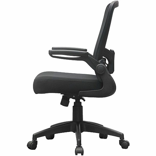 Boss Flip Arm Mesh Back Task Chair Black Seat Color - Foam, Fabric Seat Material - Black Back Color - Mesh Back Material - Black Frame Color - 5-star Base - Black - Mesh, Fabric - Armrest - 1 Each (6366BKBK)