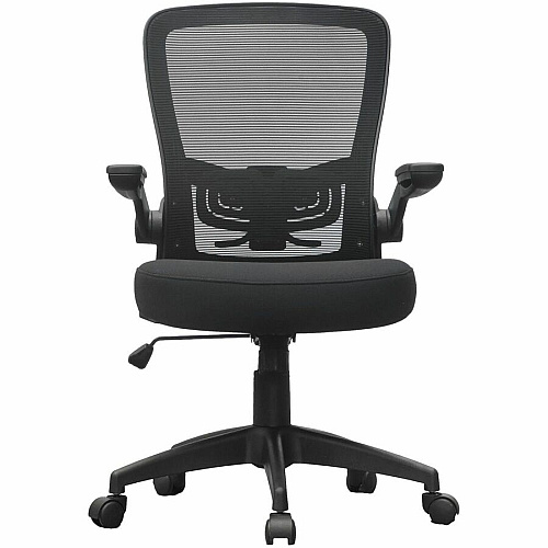 Boss Flip Arm Mesh Back Task Chair Black Seat Color - Foam, Fabric Seat Material - Black Back Color - Mesh Back Material - Black Frame Color - 5-star Base - Black - Mesh, Fabric - Armrest - 1 Each (6366BKBK)