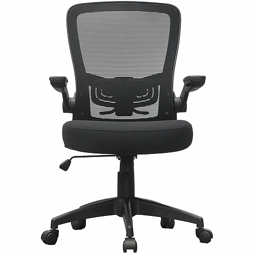 Boss Flip Arm Mesh Back Task Chair Black Seat Color - Foam, Fabric Seat Material - Black Back Color - Mesh Back Material - Black Frame Color - 5-star Base - Black - Mesh, Fabric - Armrest - 1 Each (6366BKBK)