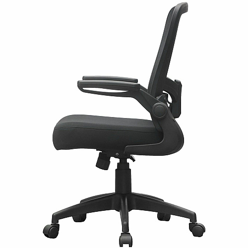 Boss Flip Arm Mesh Back Task Chair Black Seat Color - Foam, Fabric Seat Material - Black Back Color - Mesh Back Material - Black Frame Color - 5-star Base - Black - Mesh, Fabric - Armrest - 1 Each (6366BKBK)