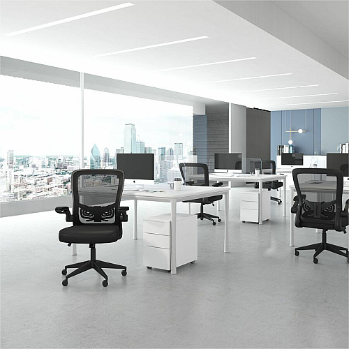 Boss Flip Arm Mesh Back Task Chair Black Seat Color - Foam, Fabric Seat Material - Black Back Color - Mesh Back Material - Black Frame Color - 5-star Base - Black - Mesh, Fabric - Armrest - 1 Each (6366BKBK)