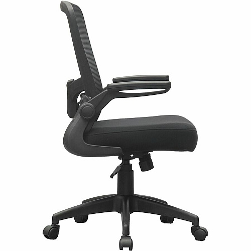 Boss Flip Arm Mesh Back Task Chair Black Seat Color - Foam, Fabric Seat Material - Black Back Color - Mesh Back Material - Black Frame Color - 5-star Base - Black - Mesh, Fabric - Armrest - 1 Each (6366BKBK)