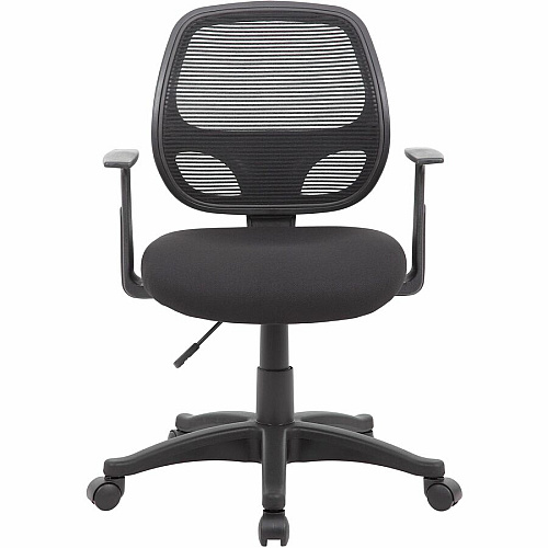 Boss Commercial Grade Mesh Task Chair w/T-Arms High Density Foam (HDF) Seat Material - Mesh Back Material - 5-star Base - Black - Mesh, Fabric - Armrest - 1 Each (606)