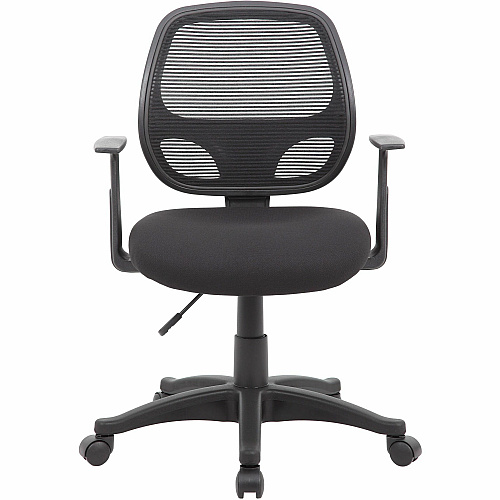 Boss Commercial Grade Mesh Task Chair w/T-Arms High Density Foam (HDF) Seat Material - Mesh Back Material - 5-star Base - Black - Mesh, Fabric - Armrest - 1 Each (606)