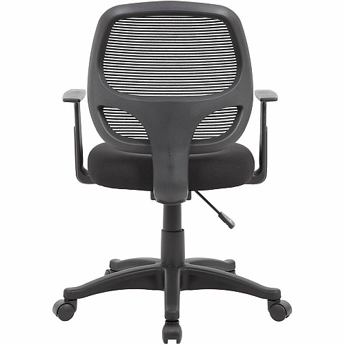 Boss Commercial Grade Mesh Task Chair w/T-Arms High Density Foam (HDF) Seat Material - Mesh Back Material - 5-star Base - Black - Mesh, Fabric - Armrest - 1 Each (606)