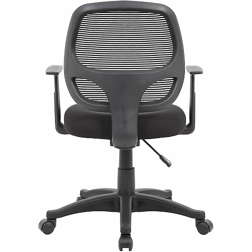 Boss Commercial Grade Mesh Task Chair w/T-Arms High Density Foam (HDF) Seat Material - Mesh Back Material - 5-star Base - Black - Mesh, Fabric - Armrest - 1 Each (606)