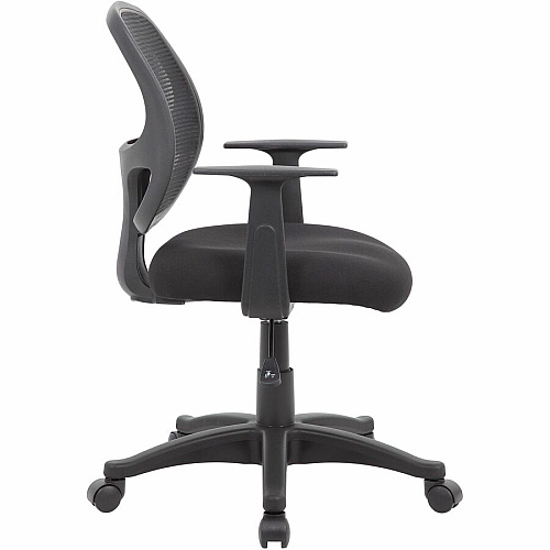 Boss Commercial Grade Mesh Task Chair w/T-Arms High Density Foam (HDF) Seat Material - Mesh Back Material - 5-star Base - Black - Mesh, Fabric - Armrest - 1 Each (606)