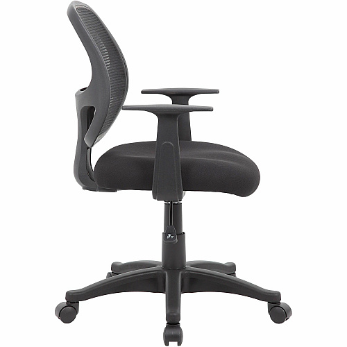 Boss Commercial Grade Mesh Task Chair w/T-Arms High Density Foam (HDF) Seat Material - Mesh Back Material - 5-star Base - Black - Mesh, Fabric - Armrest - 1 Each (606)