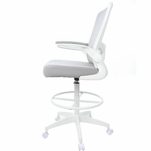 Boss Mesh Flip-Arm Stool Gray Seat Color - Fabric, Foam Seat Material - Gray Back Color - Mesh Back Material - White Frame Color - 5-star Base - Gray - Mesh, Fabric, Chrome - Armrest - 1 Each (16366WTGY)
