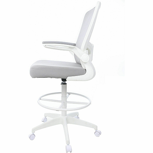Boss Mesh Flip-Arm Stool Gray Seat Color - Fabric, Foam Seat Material - Gray Back Color - Mesh Back Material - White Frame Color - 5-star Base - Gray - Mesh, Fabric, Chrome - Armrest - 1 Each (16366WTGY)