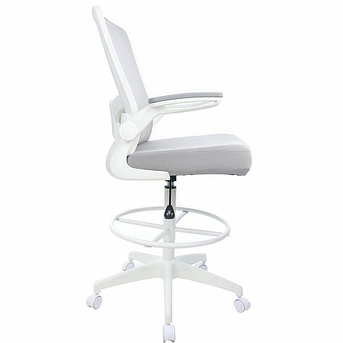 Boss Mesh Flip-Arm Stool Gray Seat Color - Fabric, Foam Seat Material - Gray Back Color - Mesh Back Material - White Frame Color - 5-star Base - Gray - Mesh, Fabric, Chrome - Armrest - 1 Each (16366WTGY)
