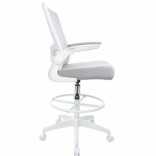 Boss Mesh Flip-Arm Stool Gray Seat Color - Fabric, Foam Seat Material - Gray Back Color - Mesh Back Material - White Frame Color - 5-star Base - Gray - Mesh, Fabric, Chrome - Armrest - 1 Each (16366WTGY)