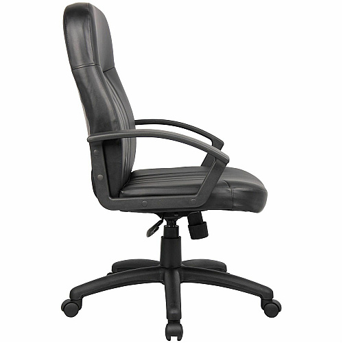 Boss Executive Leather Budget Chair 5-star Base - Black - Leather, Polyurethane, Fabric - Armrest - 1 Each (8106)